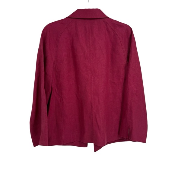Talbots Jacket Womens Size XL Pure Irish Linen Blazer Open Front Pockets berry - Picture 2 of 9